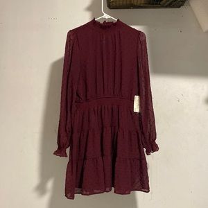 Burgundy long sleeve turtle neck dress XL